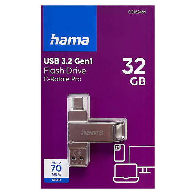 Hama C-Rotate Pro  – USB kľúč s USB-C aj USB-A (rôzne veľkosti)