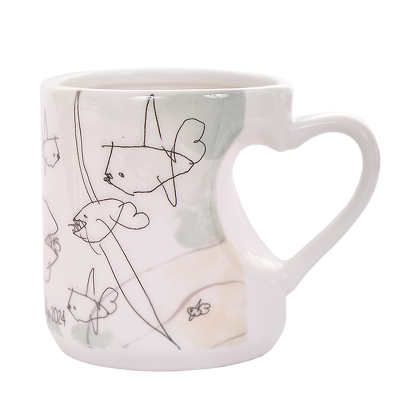 Keramický fotohrnček so srdcovým detailom 280 ml.