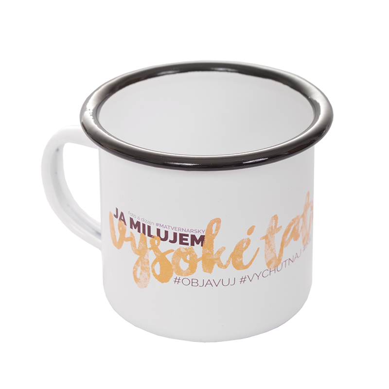 Plechovy hrncek s ciernym lemom 330ml